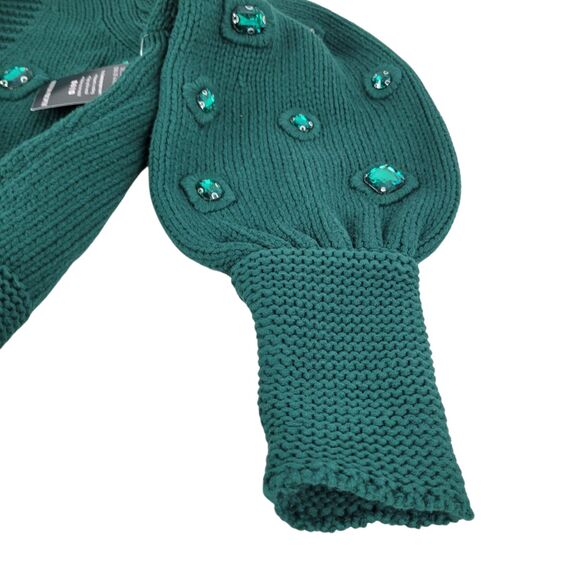 Boston Proper Cardigan Sweater Jeweled Emerald Green Women's size Large NWT - Picture 5 of 12